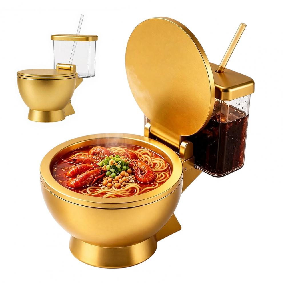 トイレ型ラーメンボウルセット、内蔵ドリンクカップとストローデ - Food Snacks Drinks のレビューと価格